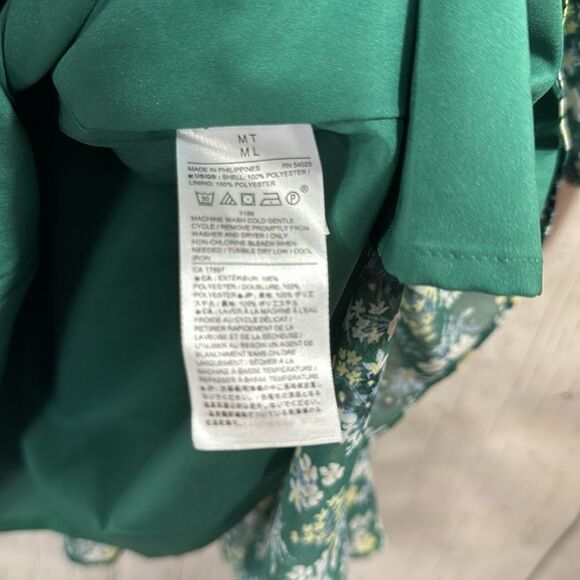 Banana Republic Green Floral Midi Dress Tall M Cottagecore Fall Boho - Picture 14 of 16